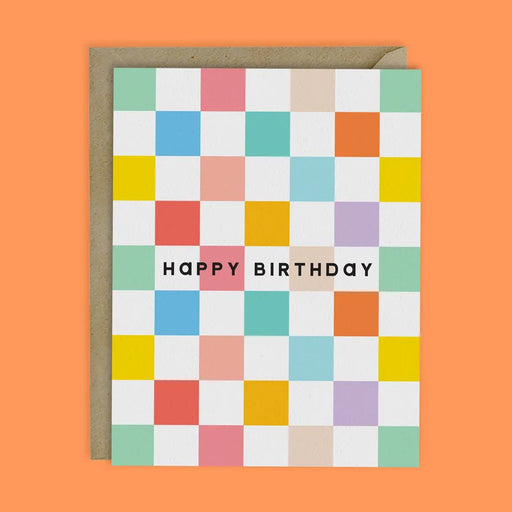 Rainbow Checkerboard Happy Birthday Card - Lockwood Shop - Melloworks