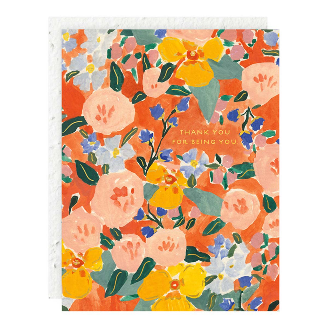 Red Orange Floral Thank You Seedlings Card - Lockwood Shop - Seedlings
