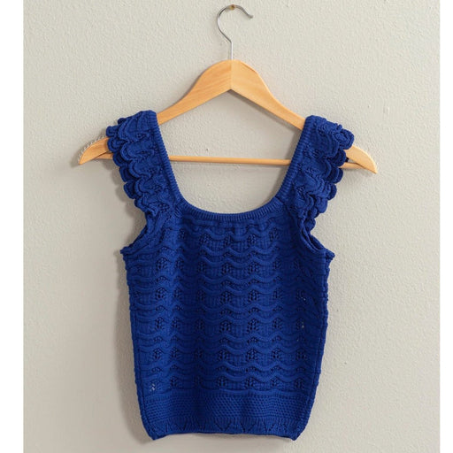 Scallop Knit Crop Top in Cobalt - Lockwood Shop - Hyfve