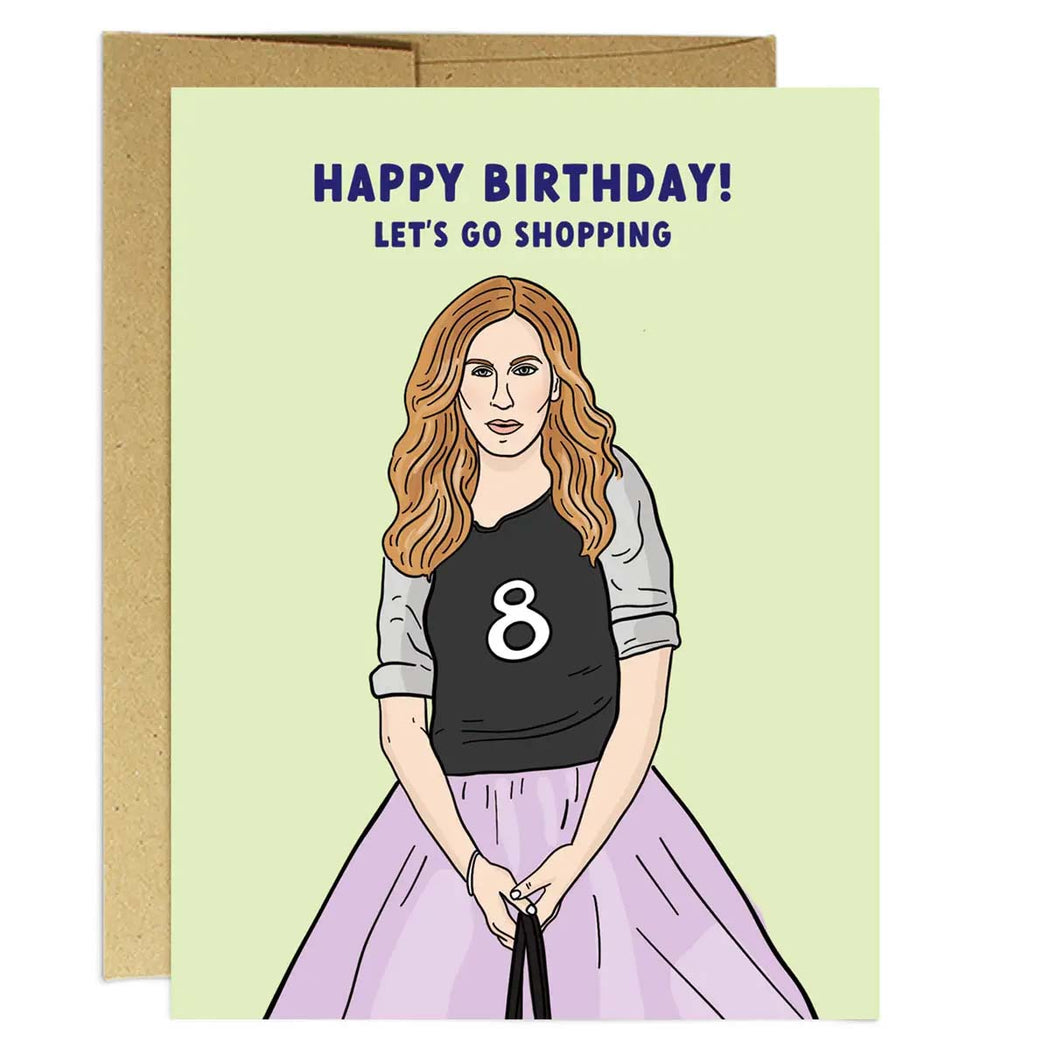 Shopping Carrie Birthday Card - Lockwood Shop - Party Mountain Paper