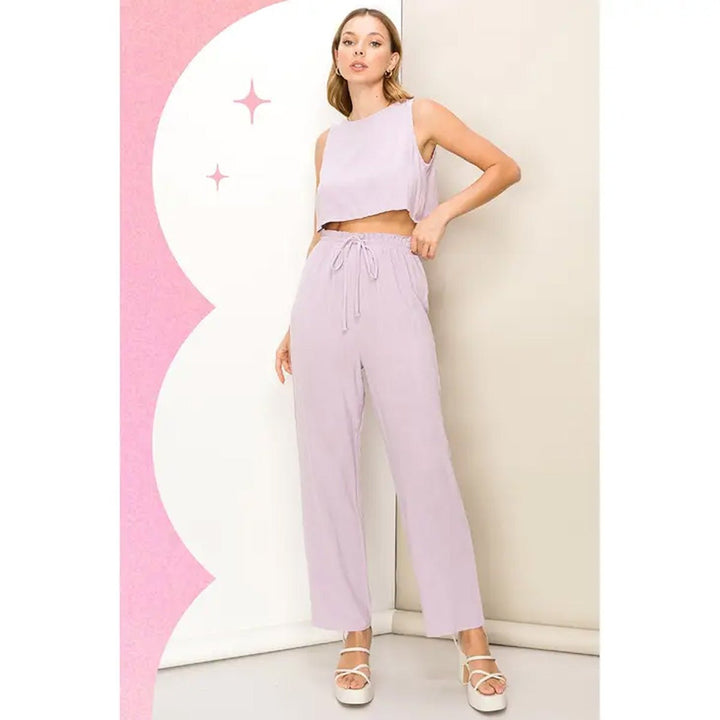 Simply You Sleeveless Top &amp; Pants Set in Lavender - Lockwood Shop - Hyfve