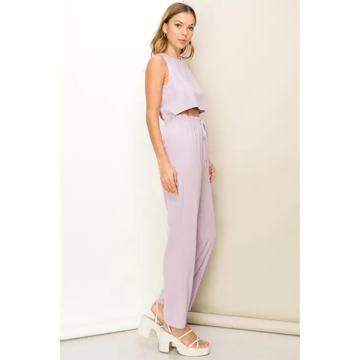 Simply You Sleeveless Top & Pants Set in Lavender - Lockwood Shop - Hyfve