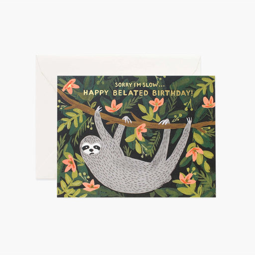 Sloth Belated Birthday Greeting Card - Lockwood Shop - Rifle