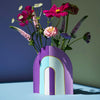 Small Paper Vase - purple vase on blue table with flowers- Lockwood Shop - Fiorentina LLC