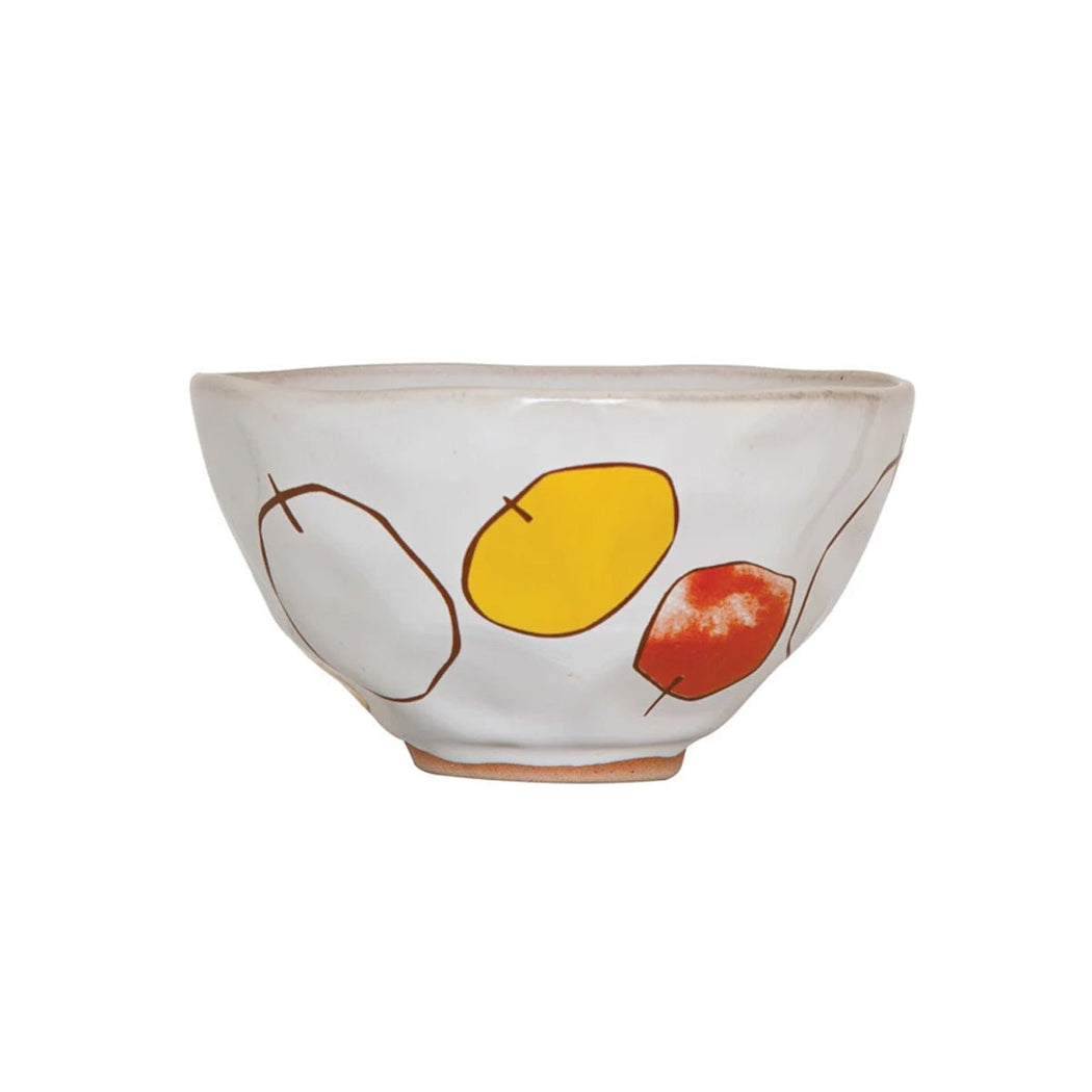 Stoneware Bowl w/ Fruit Pattern - Lockwood Shop - Creative Co-Op