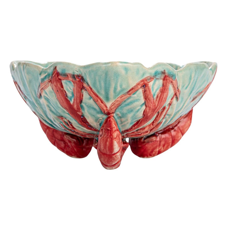 Stoneware Footed Vintage Reproduction Bowl w/ Lobsters - Lockwood Shop - Creative Co-Op