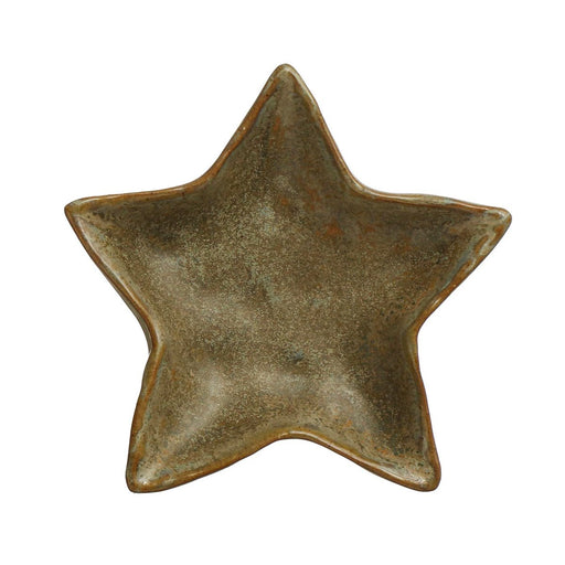 Stoneware Star Shaped Plate, Reactive Glaze, Green - Lockwood Shop - Creative Co-Op