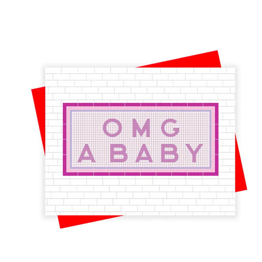 Subway Tile OMG Baby Greeting Card - Lockwood Shop - XOU