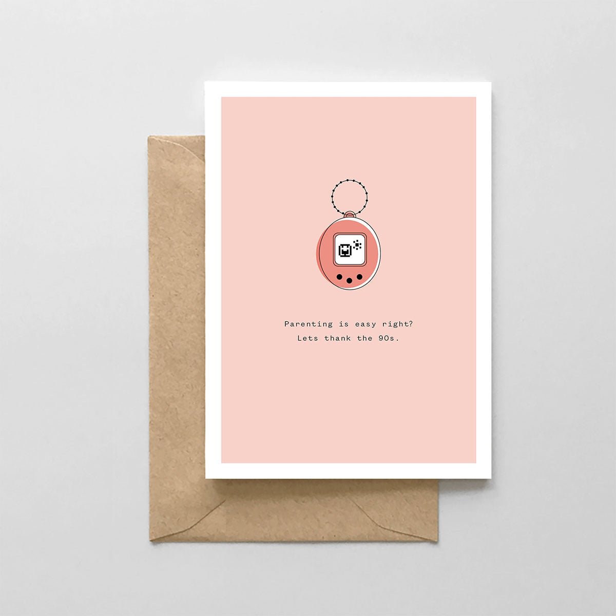 Tamagotchi Parenting is Easy Greeting Card - Lockwood Shop - Spaghetti & Meatballs