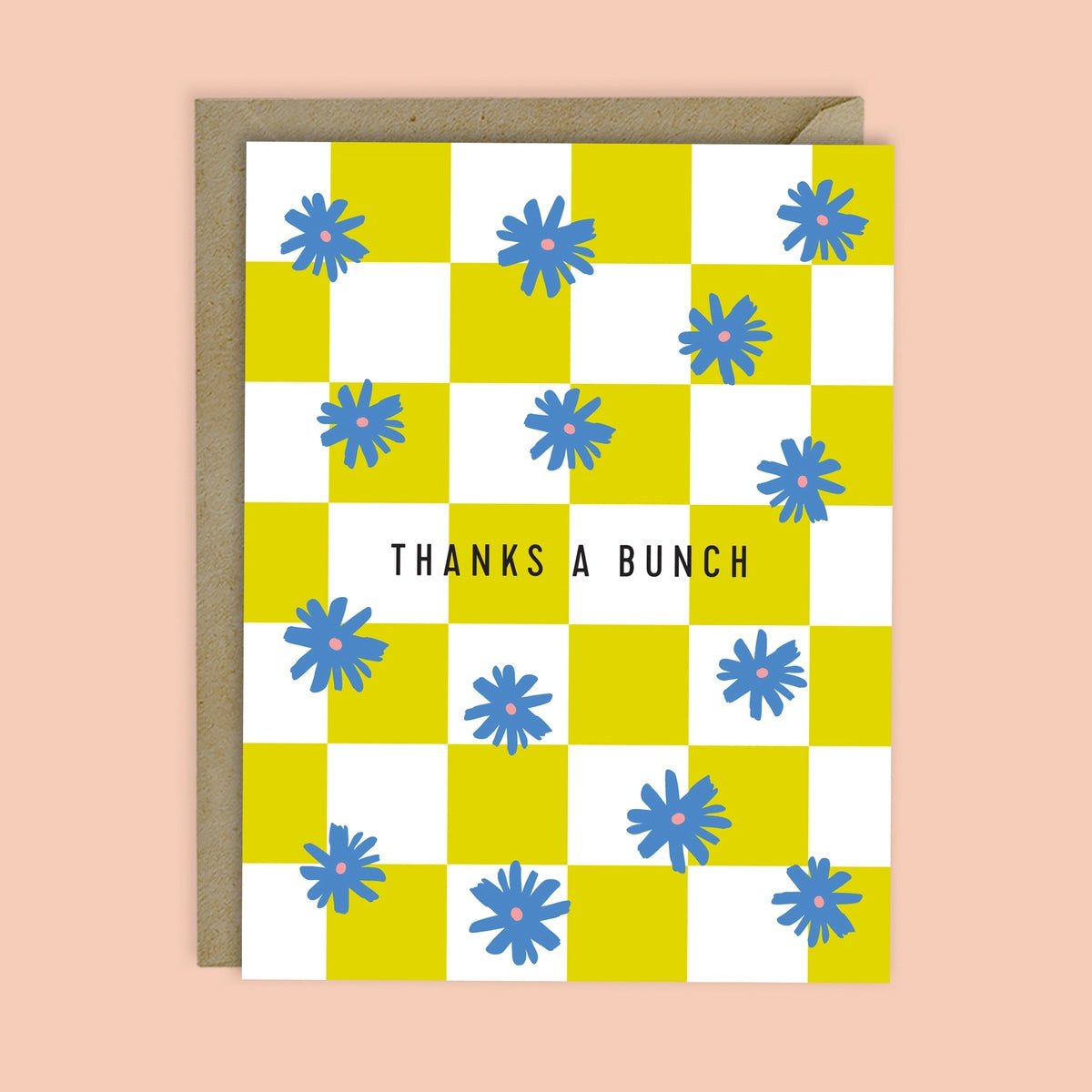 Thanks a Bunch Checkers & Flowers Greeting Card - Lockwood Shop - Melloworks