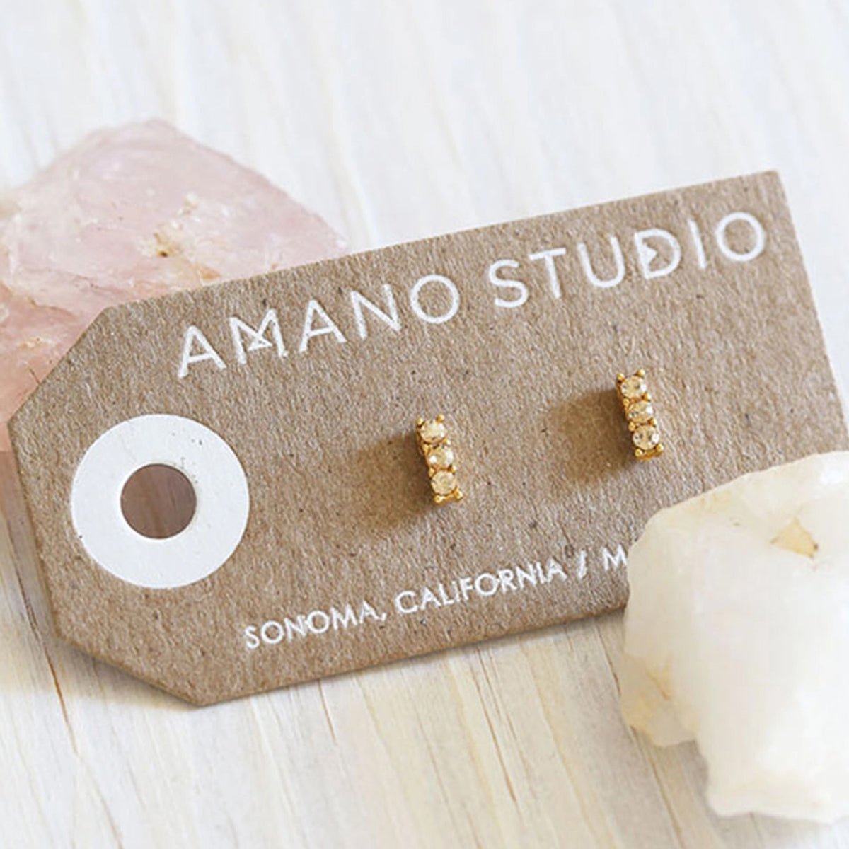 Triple Crystal Studs - Gold Honey - Lockwood Shop - Amano