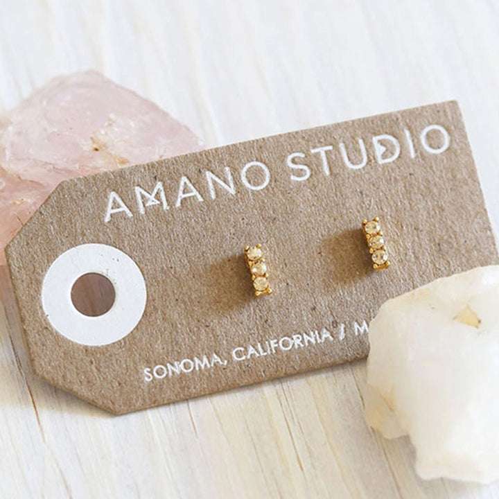 Triple Crystal Studs - Gold Honey - Lockwood Shop - Amano