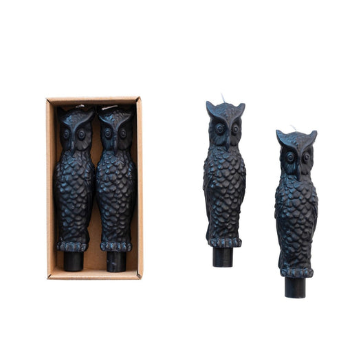 Unscented Owl Taper Candles in Box, Set of 2 - Lockwood Shop - Creative Co-Op
