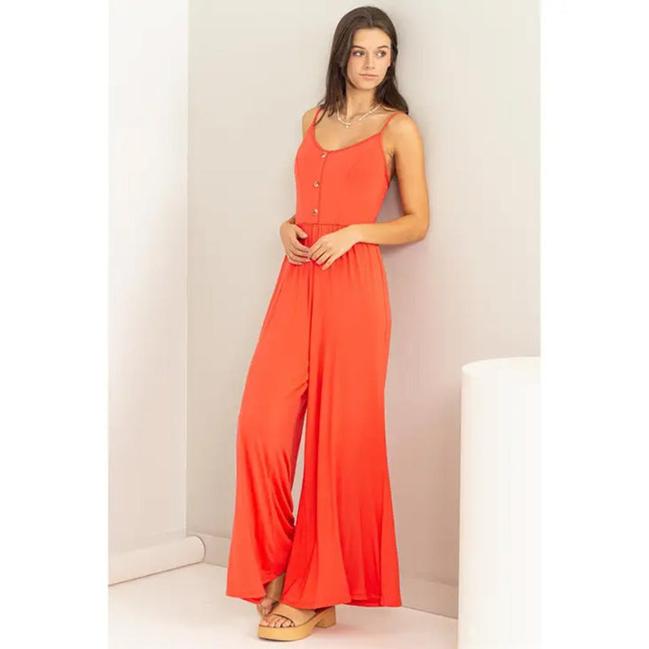 Urban Touch Sleeveless Jumpsuit in Orange Coral - Lockwood Shop - Hyfve