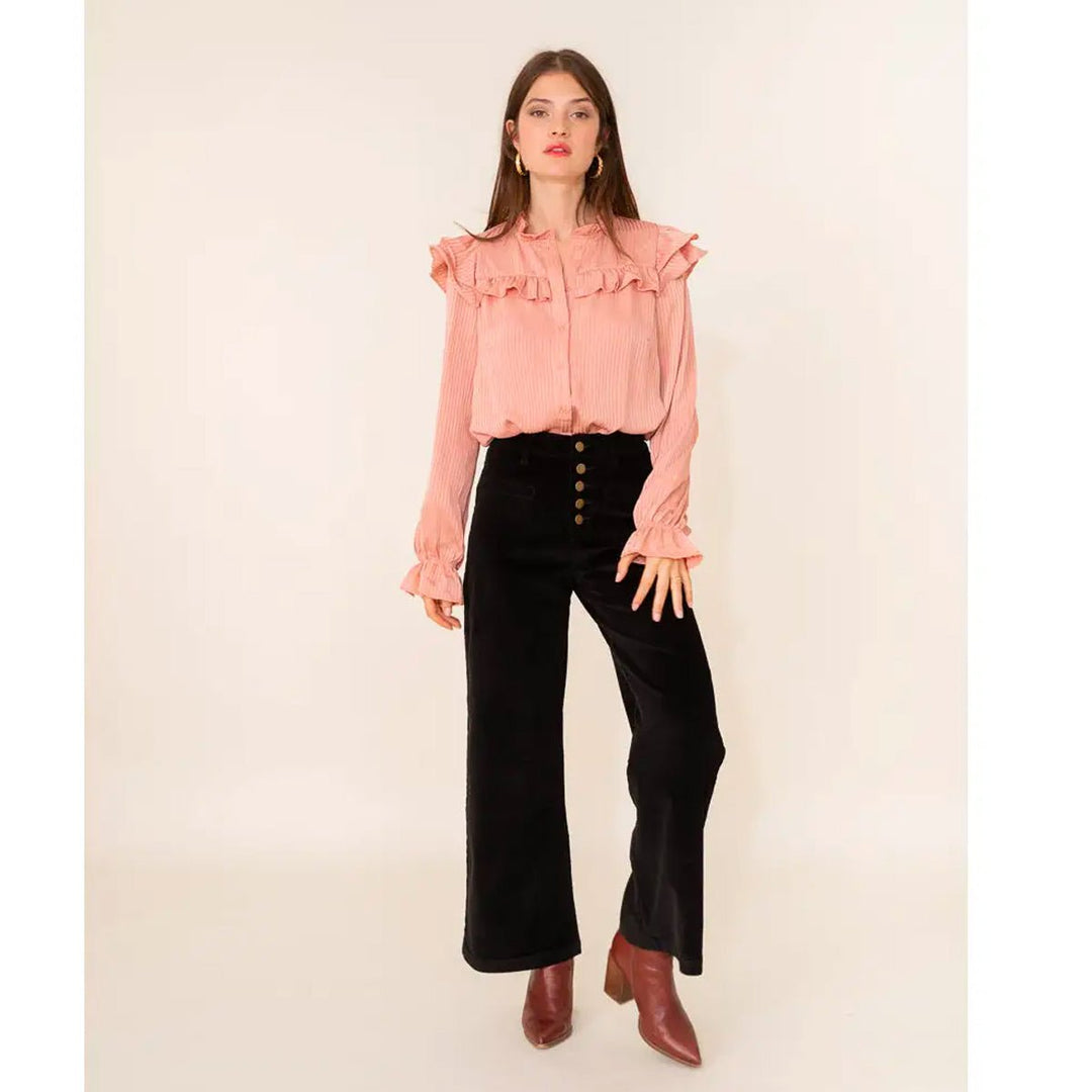 Valentina Corduroy Pants in Black - Lockwood Shop - Oraije Paris