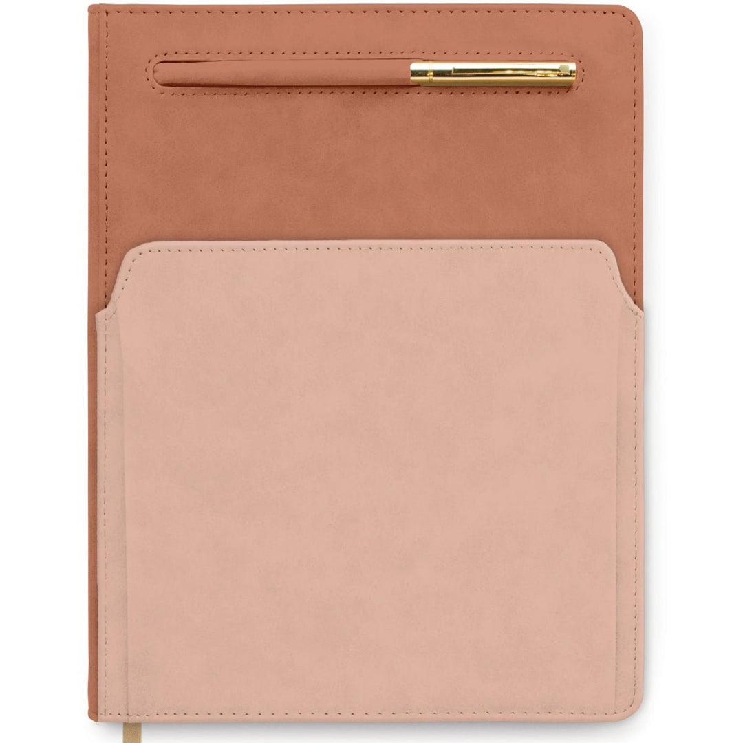 Vegan Leather Pocket Journal - Terracotta &amp; Blush Color Block - Lockwood Shop - Designworks Inc