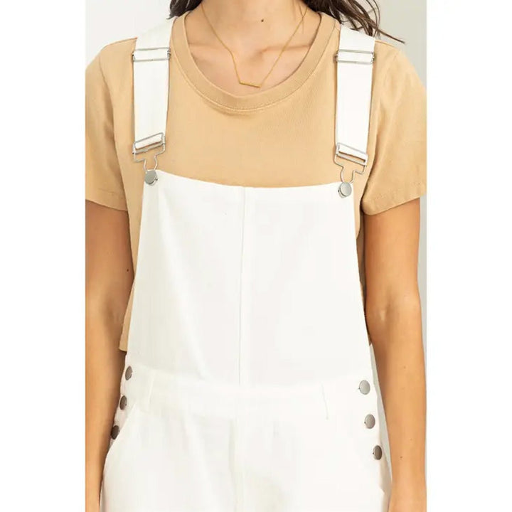 Weekend Chiller Twill Overall Romper in Off White - Lockwood Shop - Hyfve