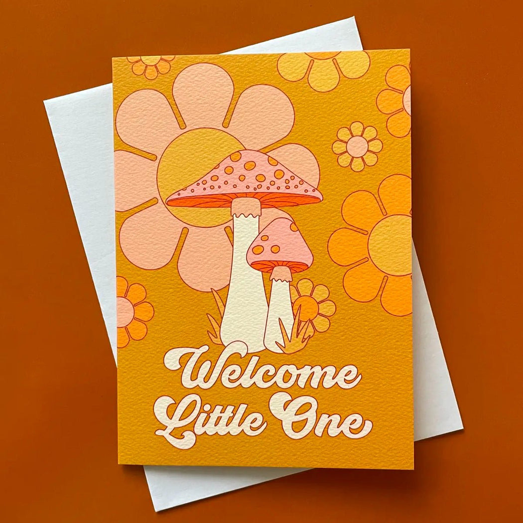 Welcome Little One Mushrooms Greeting Card - Lockwood Shop - Sunshine Studios