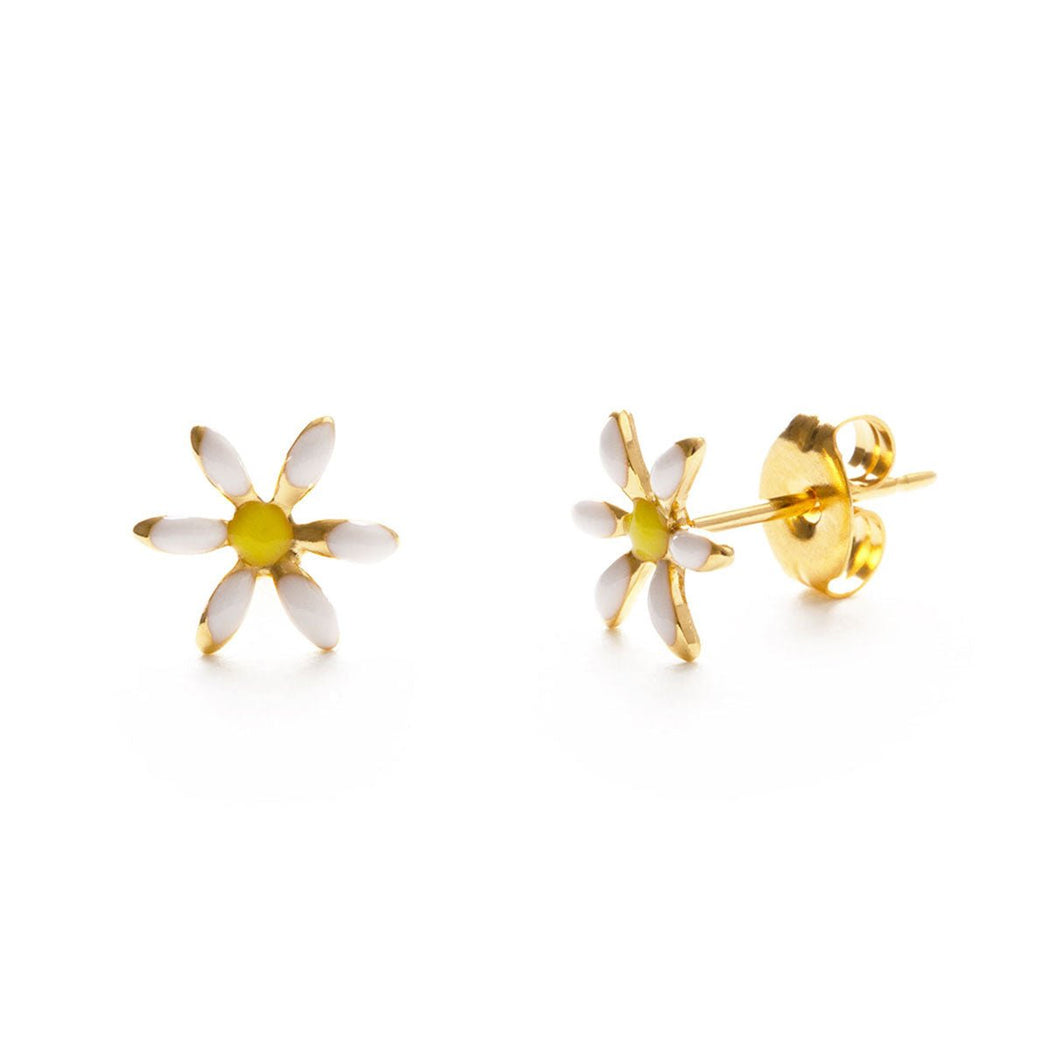 White Daisy Flower Stud Earrings - Lockwood Shop - Amano
