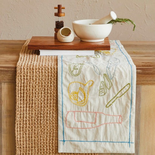Woven Embroidered Table Runner w/ Tablescape - Lockwood Shop - Creative Co-Op