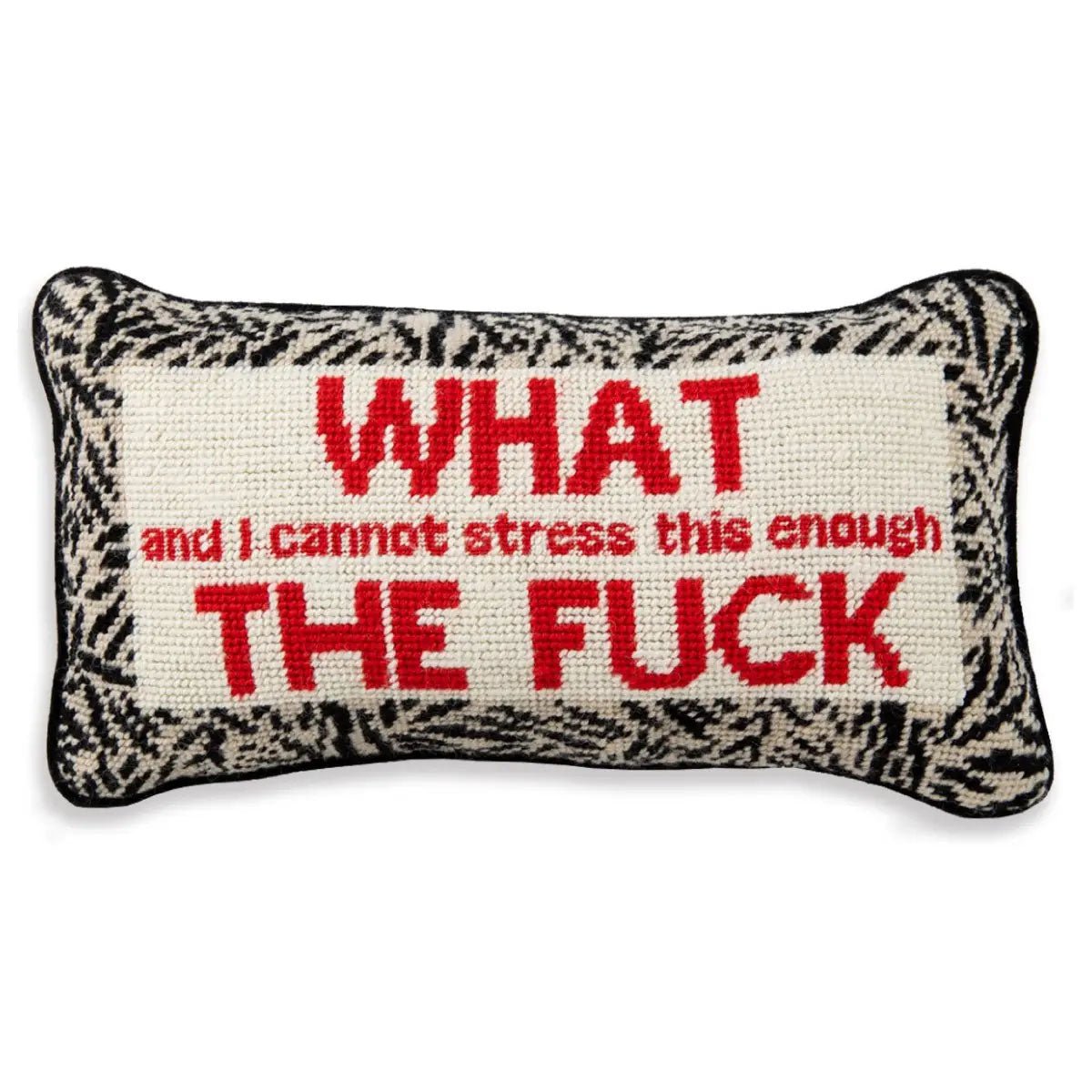 WTF Needlepoint Pillow - Lockwood Shop - Furbish Studio