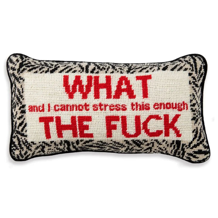 WTF Needlepoint Pillow - Lockwood Shop - Furbish Studio