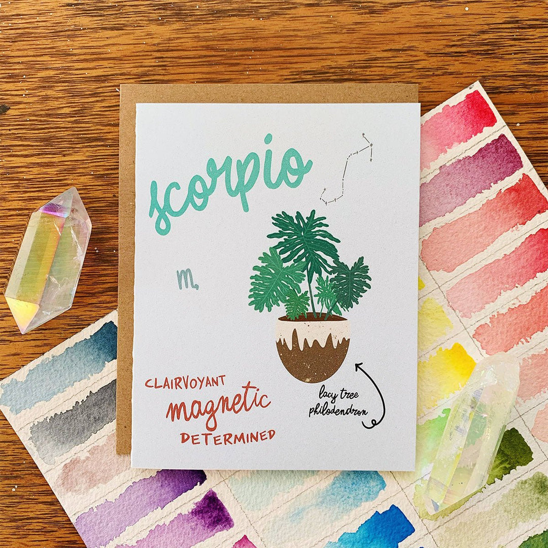 Zodiac Houseplant Greeting Card - Lockwood Shop - Jess Weymouth